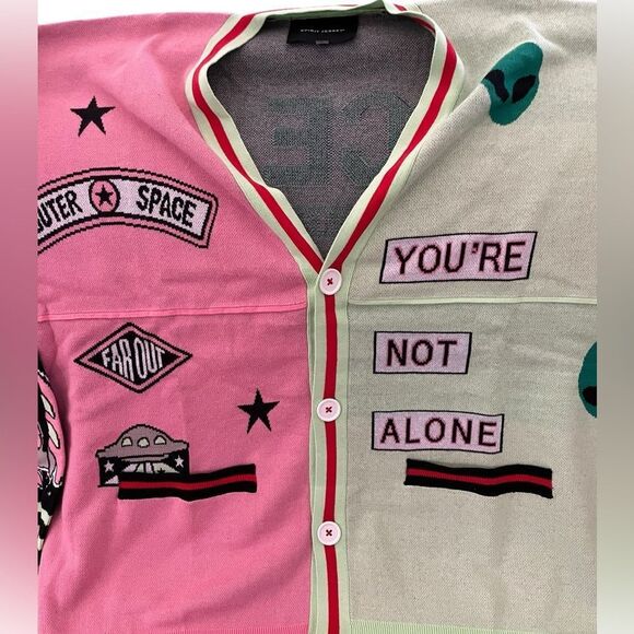 NWT SPACE OUT V NECK CARDIGANN BY SPIRIT JERSEY, XL - Picture 2 of 8